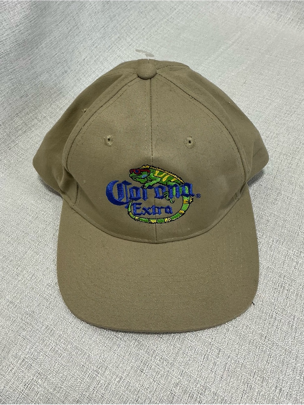 Vintage Corona Extra Beer Lizard Iguana Hat Khaki Dad Cap Strapback